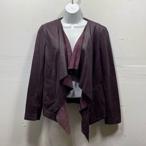 My Tribe Open Front Drape Leather Jacket Large